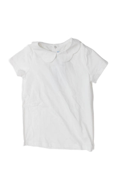 Jacadi Childrens Girls Short Sleeves Polo Shirt White Cotton Size 8
