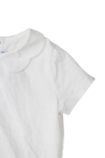 Jacadi Childrens Girls Short Sleeves Polo Shirt White Cotton Size 8