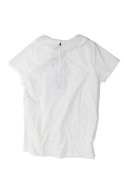 Jacadi Childrens Girls Short Sleeves Polo Shirt White Cotton Size 8