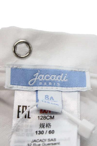 Jacadi Childrens Girls Short Sleeves Polo Shirt White Cotton Size 8