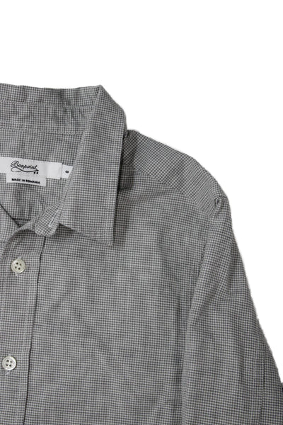 Bonpoint Childrens Boys Houndstooth Print Button Down Shirt Grey Size 8