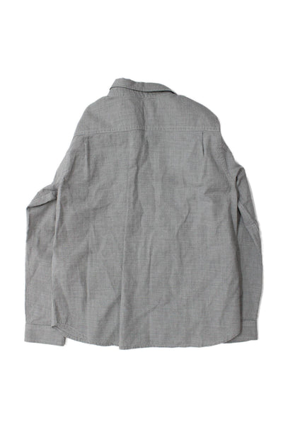 Bonpoint Childrens Boys Houndstooth Print Button Down Shirt Grey Size 8