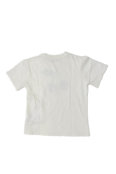 Bonpoint Childrens Girls Cherry Detail Tee Shirt White Cotton Size 6