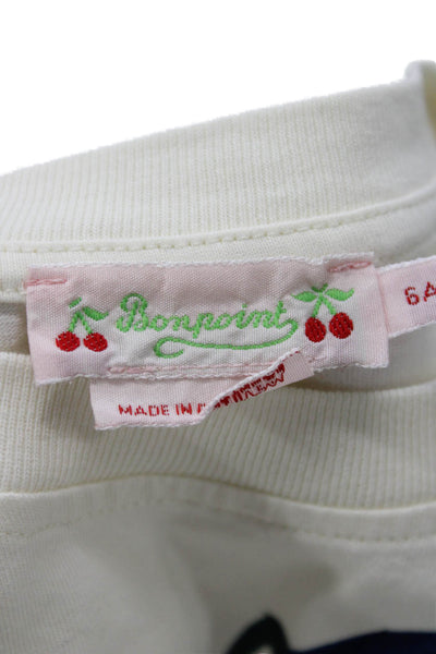 Bonpoint Childrens Girls Cherry Detail Tee Shirt White Cotton Size 6