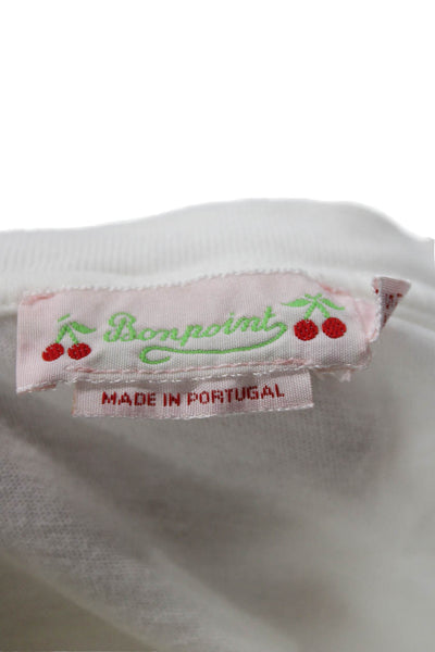 Bonpoint Childrens Girls Cherry Detail Tee Shirt White Red Size 6