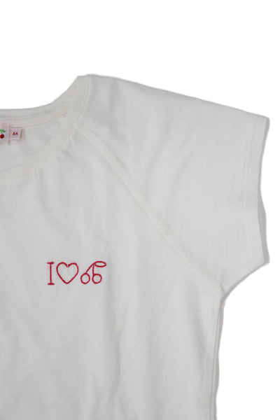 Bonpoint Childrens Girls Short Sleeves Embroidered Tee Shirt White Size 8