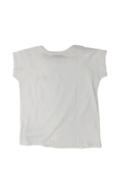 Bonpoint Childrens Girls Short Sleeves Embroidered Tee Shirt White Size 8