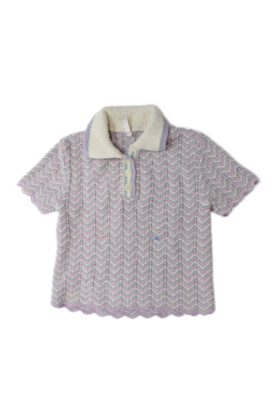 Zimmermann Childrens Girls Polo Sweater Shorts Set Lavender Blue Size 6