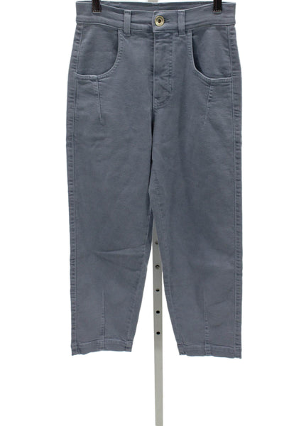 ELEVENTY Women Chino Pants Gray Cotton High Rise 24 Inseam Size 00