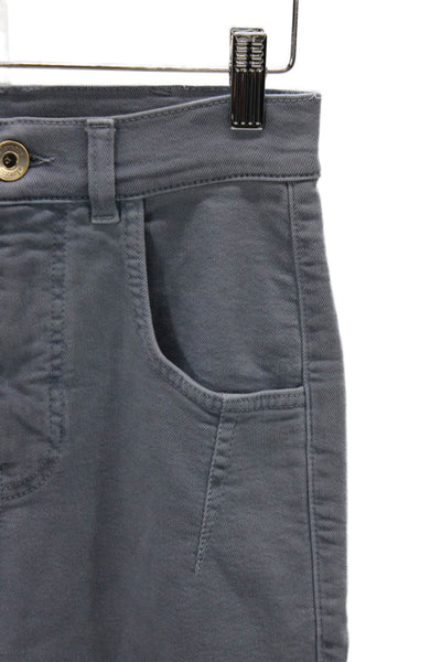 ELEVENTY Women Chino Pants Gray Cotton High Rise 24 Inseam Size 00