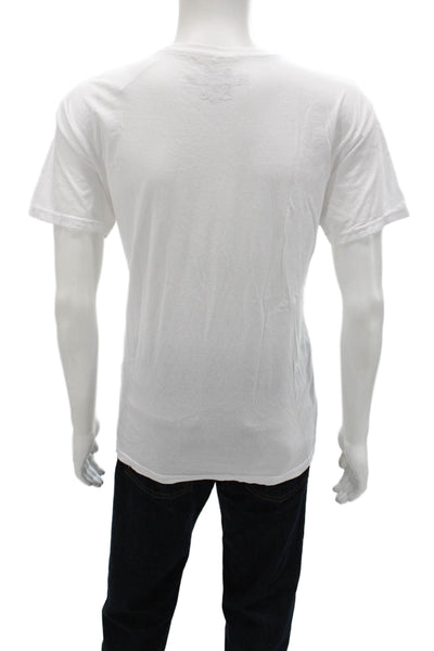 Retro Brand Mens T-Shirt White Graphic Motorcycle Cotton Crew Neck Size L