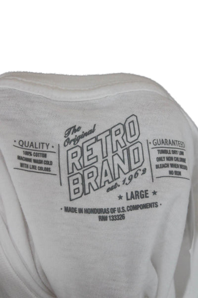 Retro Brand Mens T-Shirt White Graphic Motorcycle Cotton Crew Neck Size L