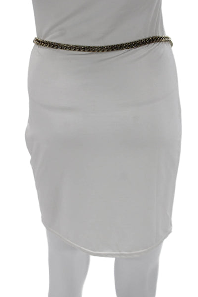 Accessory Accent Womens Vintage Silver Tone Curb Chain Belt 31"