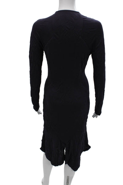 Yigal Azrouel Women Sheath Dress Blue V-Neck Long Sleeve Knee Length Size 3