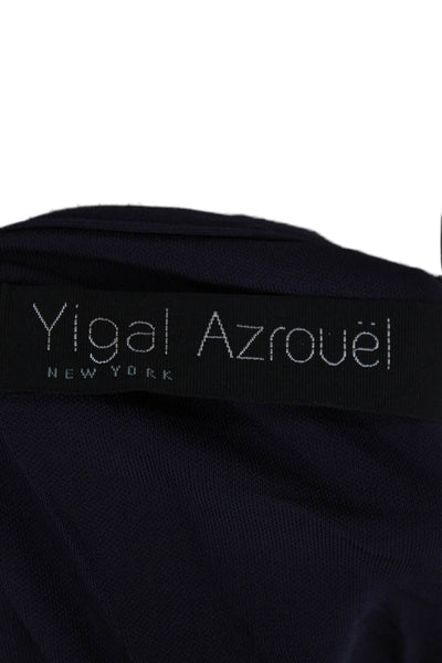 Yigal Azrouel Women Sheath Dress Blue V-Neck Long Sleeve Knee Length Size 3