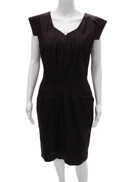 Charles Chang-Lima Women Black Cotton V-Neck Short Sleeve Pencil Dress Size 6