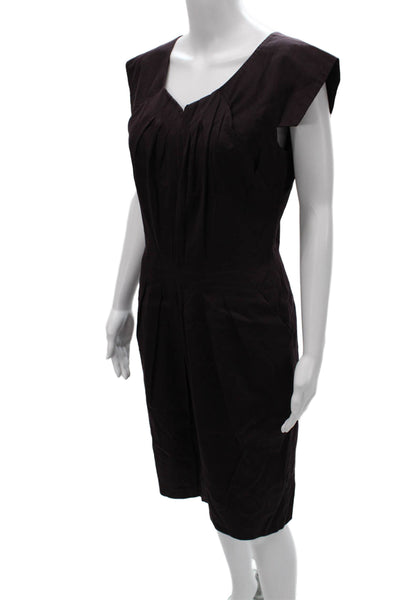 Charles Chang-Lima Women Black Cotton V-Neck Short Sleeve Pencil Dress Size 6