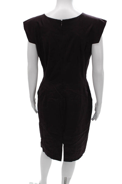 Charles Chang-Lima Women Black Cotton V-Neck Short Sleeve Pencil Dress Size 6