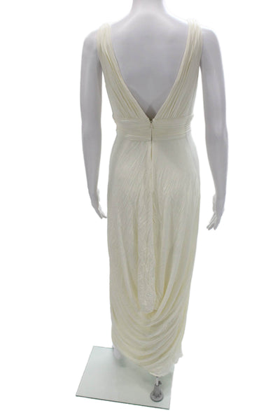 BCBGMAXAZRIA Womens Ivory Maxi Dress V-Neck Sleeveless Size XS