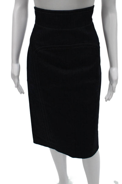 Beauty Mark Womens Straight Pencil Skirt Blue 95% Cotton Knee Length Size 6
