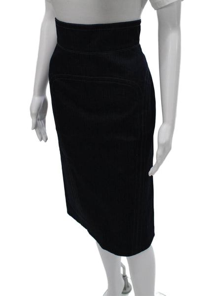 Beauty Mark Womens Straight Pencil Skirt Blue 95% Cotton Knee Length Size 6