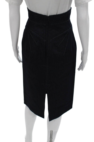 Beauty Mark Womens Straight Pencil Skirt Blue 95% Cotton Knee Length Size 6