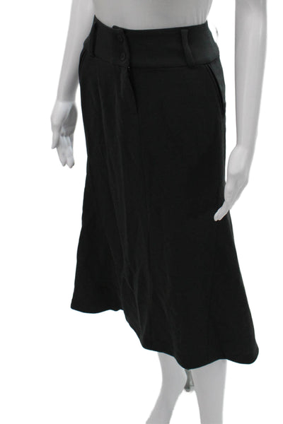 Beauty Mark Women Black Polyester Flare Knee Length Button Skirt Size 4