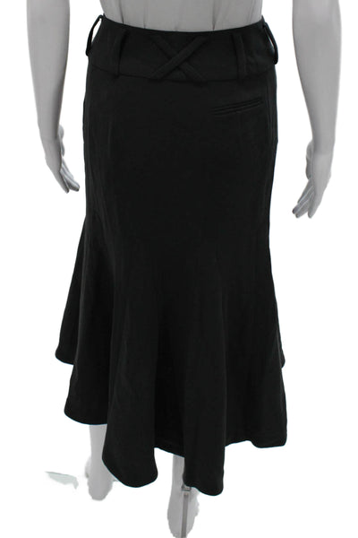 Beauty Mark Women Black Polyester Flare Knee Length Button Skirt Size 4