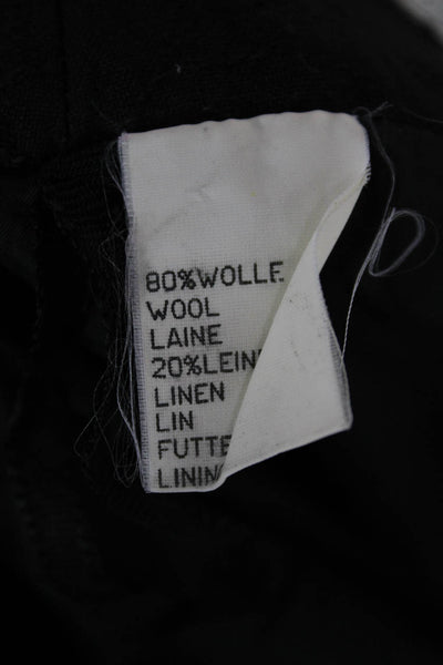 Geiger Women Pleated Wool Skirt Black Long Button Size 38