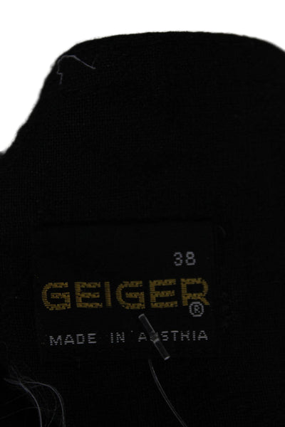 Geiger Women Pleated Wool Skirt Black Long Button Size 38
