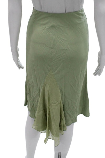 Yigal Azrouel Women A-Line Skirt Green Rayon Zip Knee Length Size 3