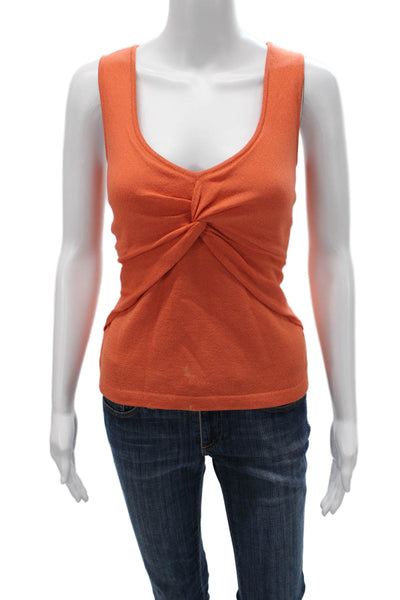 St. John Sport Womens Basic Tank Scoop Neck Sleeveless Orange Wool Size S