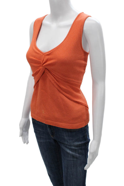 St. John Sport Womens Basic Tank Scoop Neck Sleeveless Orange Wool Size S