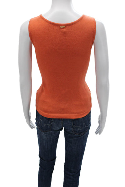 St. John Sport Womens Basic Tank Scoop Neck Sleeveless Orange Wool Size S