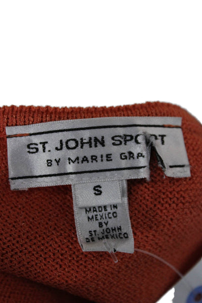 St. John Sport Womens Basic Tank Scoop Neck Sleeveless Orange Wool Size S