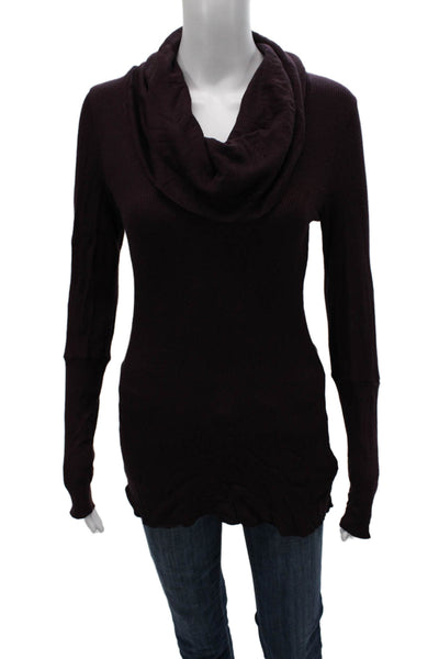 Splendid Womens Purple Cotton Cowl Neck Tunic Long Sleeve Pullover Size S