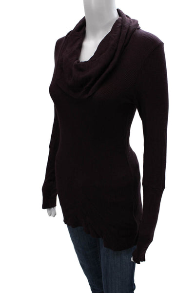 Splendid Womens Purple Cotton Cowl Neck Tunic Long Sleeve Pullover Size S