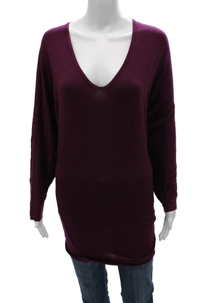 Rachel Pally Womens Tunic Purple V-Neck Modal 3/4 Sleeve Size S