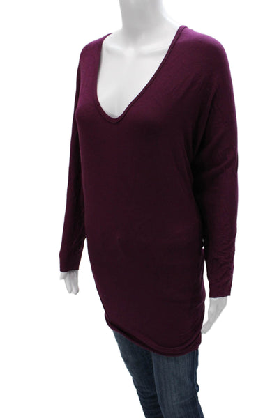 Rachel Pally Womens Tunic Purple V-Neck Modal 3/4 Sleeve Size S