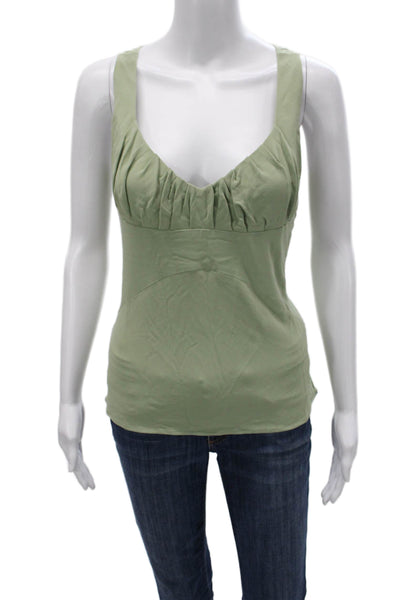 Yigal Azrouel Women Basic Tank Green Rayon V-Neck Sleeveless Size 2