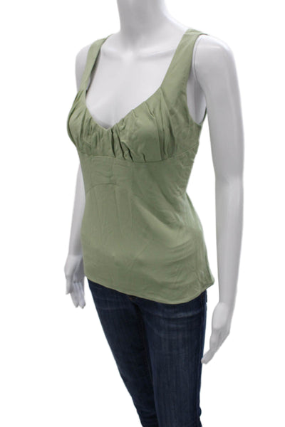 Yigal Azrouel Women Basic Tank Green Rayon V-Neck Sleeveless Size 2