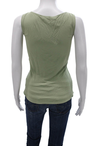 Yigal Azrouel Women Basic Tank Green Rayon V-Neck Sleeveless Size 2
