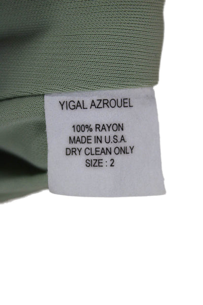 Yigal Azrouel Women Basic Tank Green Rayon V-Neck Sleeveless Size 2