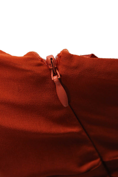 BCBGMAXAZRIA Womens Halter Top Silk Orange Tie Sleeveless Blouse Size XS