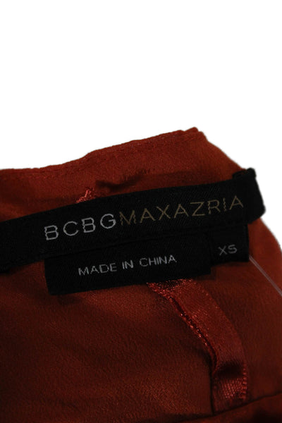 BCBGMAXAZRIA Womens Halter Top Silk Orange Tie Sleeveless Blouse Size XS