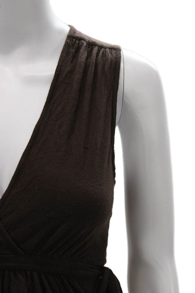 Ella Moss Women Tunic Brown V-Neck Sleeveless Tie 50% Pima Cotton Size XS