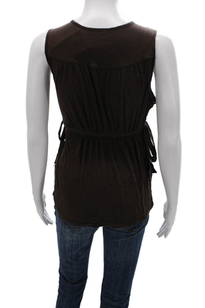 Ella Moss Women Tunic Brown V-Neck Sleeveless Tie 50% Pima Cotton Size XS