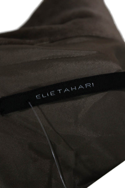 Elie Tahari Women Beige Velvet Basic Jacket Long Sleeve Hook&Loop Size 6