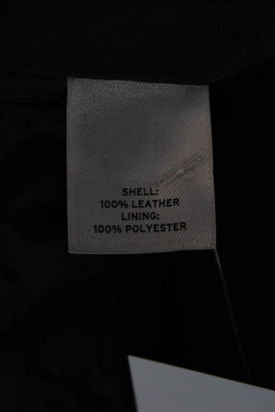 Halogen Womens Basic Leather Jacket Black Zip Long Sleeve Size S