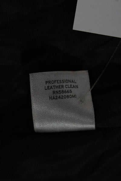 Halogen Womens Basic Leather Jacket Black Zip Long Sleeve Size S